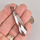1 Crystal Teardrop Drop Pendant, Champagne Glass, Faceted, Gunmetal Black Bail, 2" long, chs7052