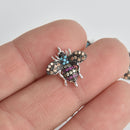 BEE Charm Micro Pave CZ Crystals Rhinestone Pendant Silver Brass 16mm chs7053
