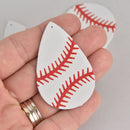 5 Baseball Charms Faux Leather Teardrop Charms Vegan Leather Pendant 2-1/4" long chs7065