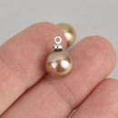 2 Taupe Rainbow Glass Pearl Charms, 10mm dia, chs7073