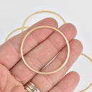 2 Gold Ring Connector Charms, Brushed metal circle links 1-3/4" chs7077