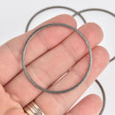 2 Gunmetal Ring Connector Charms, Brushed metal circle links 1-3/4" chs7080