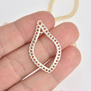 2 Gold Teardrop Charms Brushed Texture, Chandelier Filigree, 35mm chs7081