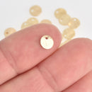 10 BRUSHED GOLD Plated Charms round circle disc, 6mm (1/4") chs7083