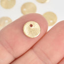 5 BRUSHED GOLD Plated Charms round circle disc, 9mm (3/8") chs7085