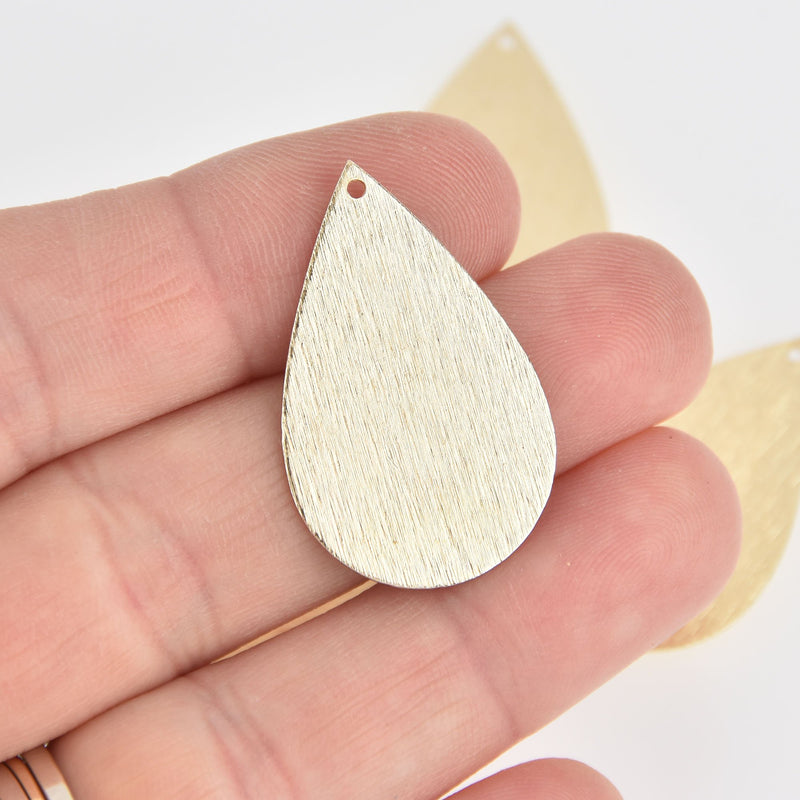 2 Gold Teardrop Charms Brushed Texture 34mm chs7087