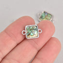 ABALONE SHELL Connector Charm, Square with silver bail 17x11mm chs7094