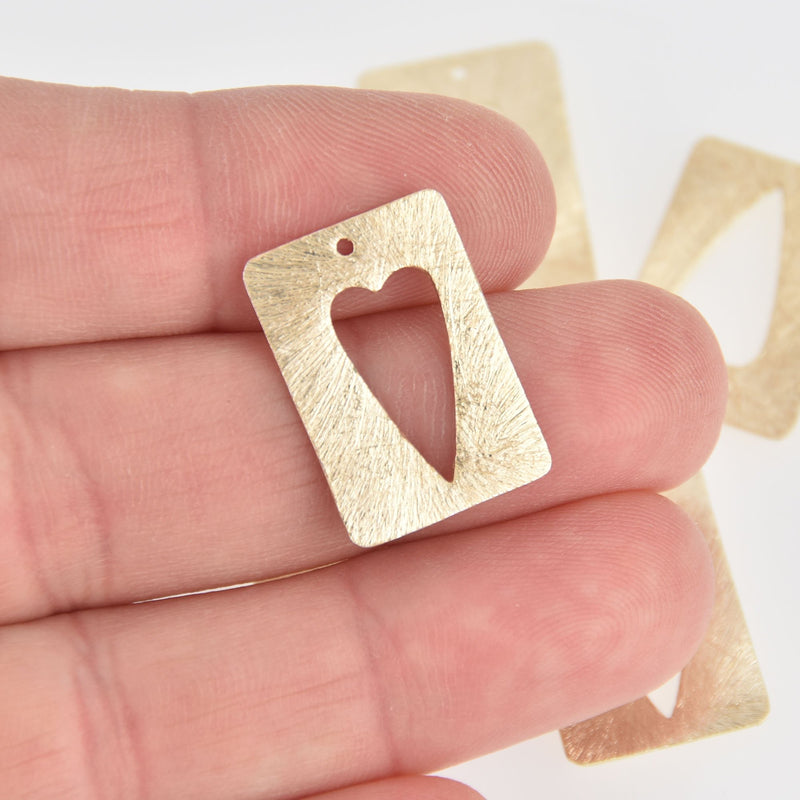 2 Gold Heart Charms Brushed Texture 22mm chs7096