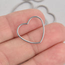 10 Heart Charms, Stainless Steel Connector Links, 20mm chs7100