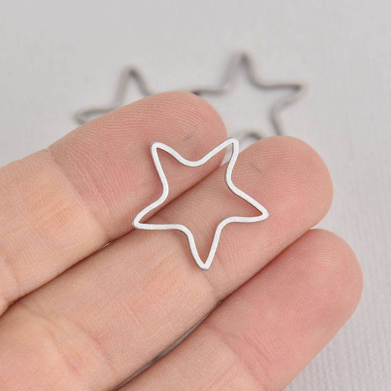 10 Star Charms, Stainless Steel Connector Links, 21mm  chs7102