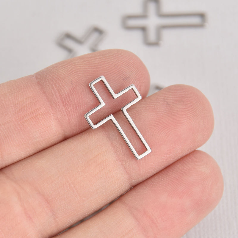 10 Cross Charms, Stainless Steel Connector Links, 21mm  chs7109