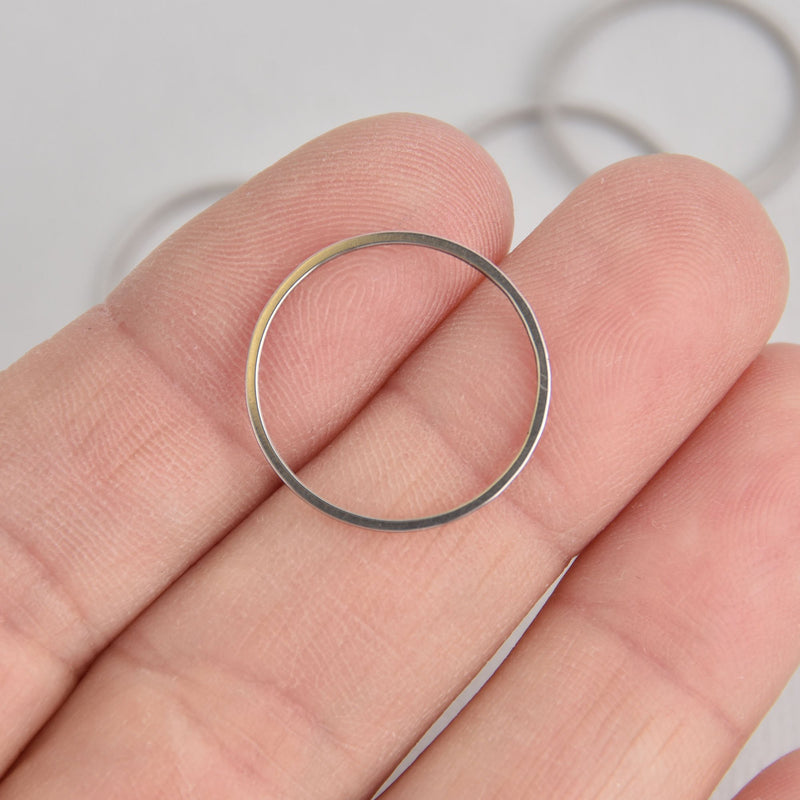10 Circle Ring Charms, Stainless Steel Connector Links, 20mm  chs7110