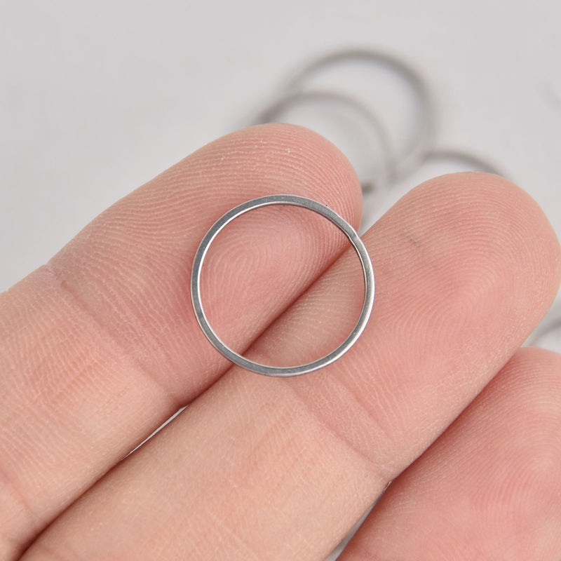 10 Circle Ring Charms, Stainless Steel Connector Links, 16mm  chs7112