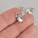 8 PEACH Charms, Silver, 14mm chs7118