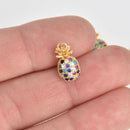 Micro Pave CZ PINEAPPLE Charms, Multicolor with Gold Plating, 15mm chs7128