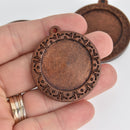 5 Wood Bezel Charms, tray fits 30mm cabochons, chs7129