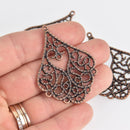 5 Copper Filigree Charms, Chandelier Teardrop Connector, chs7169
