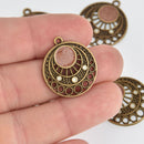5 Bronze Filigree Charms, Enamel, chs7172