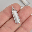 2 White Abalone Shell Charms, Silver Plated with CZ Micro Pave Rhinestones, 1", chs7178