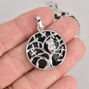 Black Agate Owl Tree Pendant, chs7179