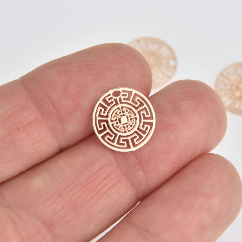 10 Gold Filigree Mandala Charms, Thin Flat Round, 1/2" , chs7180