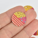 5 Abstract Charms, Gold Circle with Enamel, 20mm, chs7184