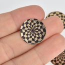 5 Black Geometric Charms, Gold Circle with Enamel, 20mm, chs7185