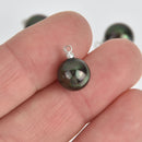 5 Peacock Green shell pearl charms, Drop charm 10mm chs7188