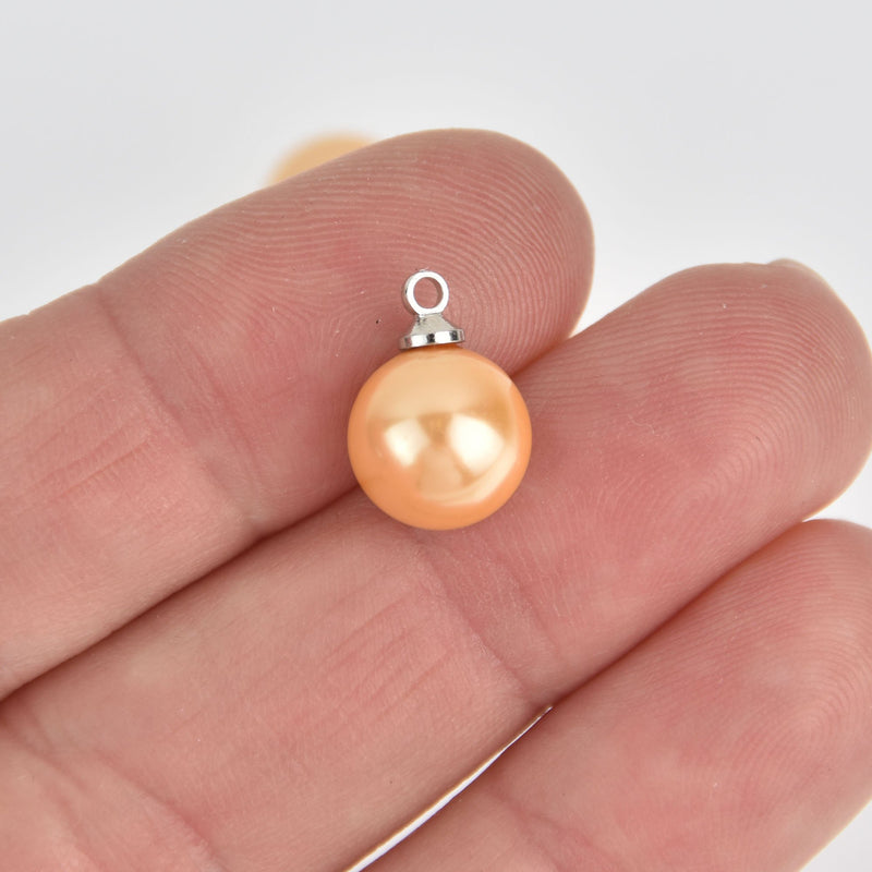 5 Golden shell pearl charms, Drop charm 10mm chs7189