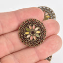 5 Bronze Filigree Charms, Enamel, chs7194