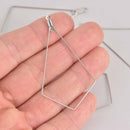 10 Silver Diamond Teardrop Charms, Stainless Steel Wire, 2.25", chs7206