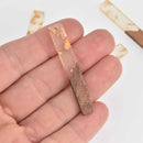 2 Stick Charms, Gold Flakes with Resin and Real Wood, 2" long, chs7210
