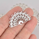 20 Silver Filigree Fan Charms, 1.5", chs7222