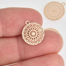 10 Gold Filigree Mandala Charms, Thin Flat Round, 16mm, chs7229