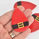 5 Santa Claus Faux Leather Teardrop Charms, Vegan Leather, 2-1/4" long chs7241