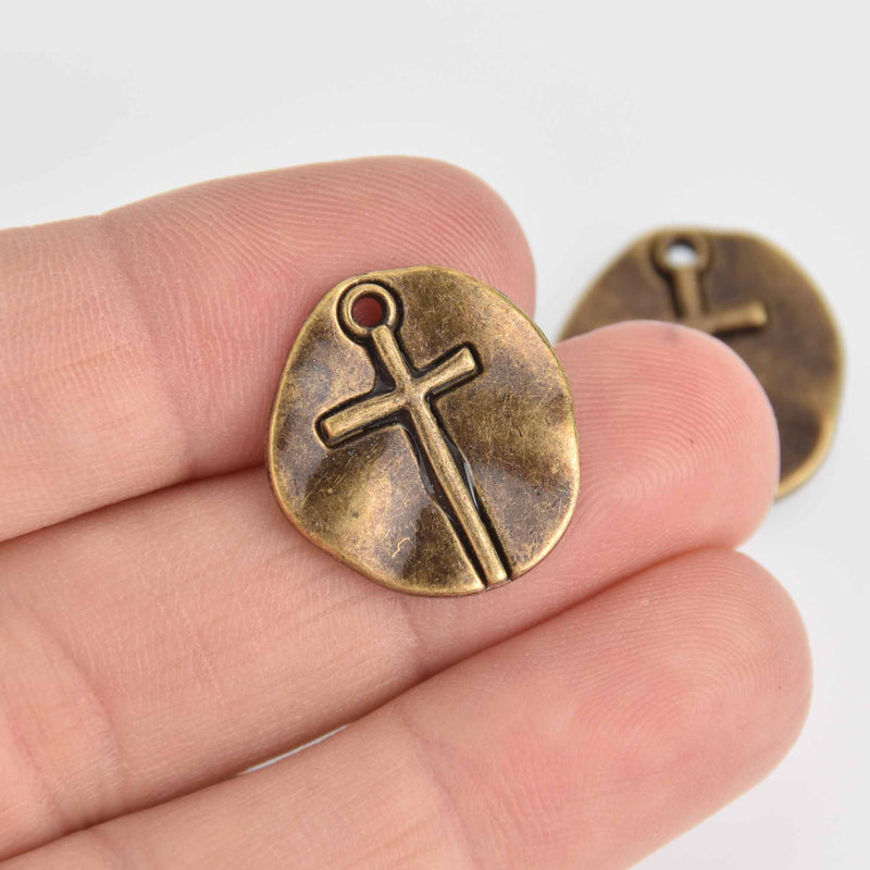 5 Bronze Coin Relic Charms, round coin charms, 21x19mm, chs7250