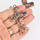1 Copper Cross Charm, fish on cross, 2-5/8" chs7266