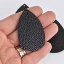 10 Black Faux Leather Teardrop Charm Pendant Vegan Leather, 2-1/4" long chs7278