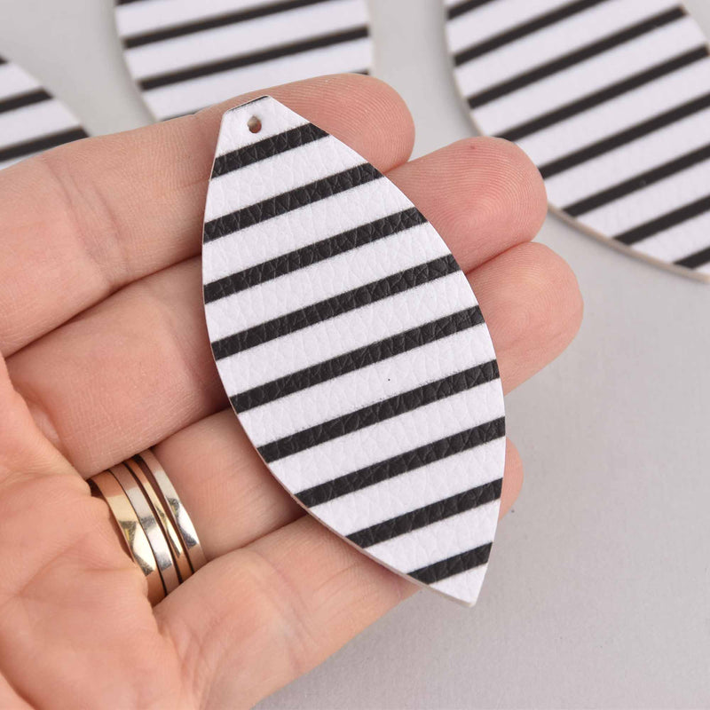 10 Faux Leather Leaf Charms, Vegan Leather, 2-5/8" long chs7283