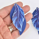 5 Faux Leather Teardrop Charms, Royal Blue, Vegan Leather, 3" long chs7288
