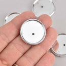 2 Lunasoft Cabochon Frame Beads, 24mm, silver double sided, fits 2 cabs, chs7290