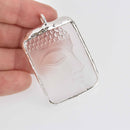 Quartz Buddha Pendant, Silver Bezel, 55x35mm, chs7292