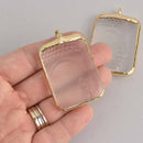 Quartz Buddha Pendant, Gold Bezel, 55x35mm, chs7293