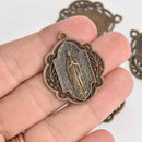 5 Bronze Relic Charm Pendants, religious medal coin charms, 34x29mm, chs7299