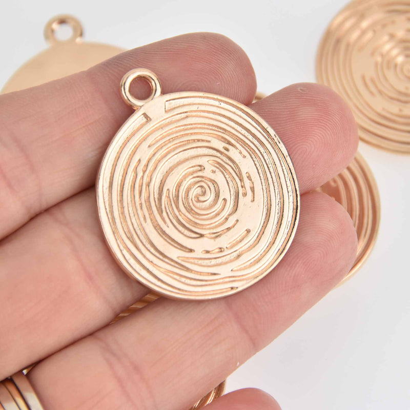 5 Gold Spiral Charms, 32mm, chs7300