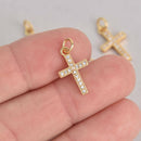 Gold Cross Charm, Micro Pave Charm, 17mm, chs7310