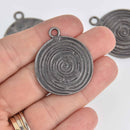 5 Gunmetal Spiral Charms, 32mm, chs7316