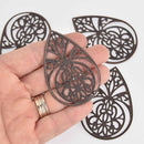 10 Filigree Teardrop Charms, Antiqued Copper Plated, 2.5", chs7320