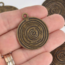 5 Bronze Spiral Charms, 32mm, chs7322