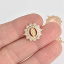 2 Gold Relic Saint Charms, Micro Pave Gold Plated, Connector Link, 19mm, chs7327